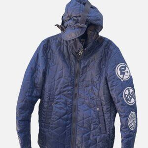 G Star Raw Quilted Puffer Jacket Coat Black Full Zip Hooded Vintage Y2K Mens (M)